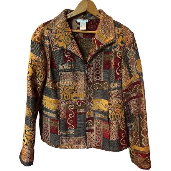 Preswick Moore Jacket Large Beautiful fall colors, dark red, brown, mustard - Picture 1 of 9